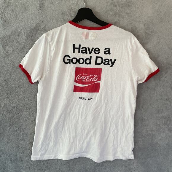 Vintage 90s Y2K Brixton x Coca-Cola Graphic T-Shirt Ringer Tee Men's Size S - Picture 4 of 5